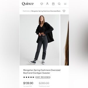Quince Black Mongolian Cashmere Cardigan Sweater